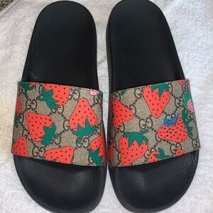 Women’s Gucci Slide Sandals with Strawberry Print